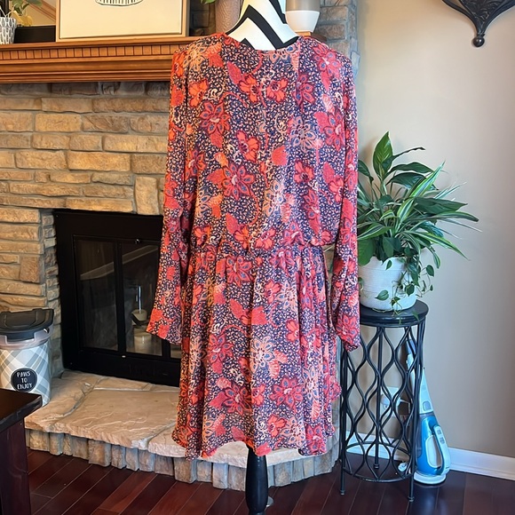 Free People Teegan Mini Dress in Peach Combo - Picture 8 of 9